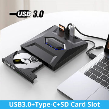 4In2 USB3.0 Type C External CD DVD RW VCD Optical Drive with SD Card Reader DVD Burner CD Writer Super Drive for Laptop Notebook