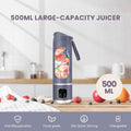 Portable Blender,Usb-C Rechargeable,Personal Compact Travel Juicer Cup 500ML for Shakes, Smoothies,Fresh Juice,Self-Cleaning,Leakproof Lid, Smart Time Display,12 Blades,With Strong Blending White