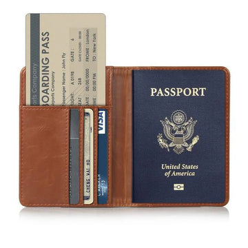Passport Holder Travel Wallet RFID Blocking Case Cover, Premium PU Leather Passport Holder Travel Wallet Cover RFID Blocking Case (Brown)