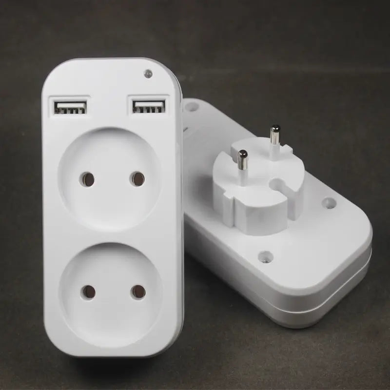 1Pcs European Plug Conversion Plug Multifunctional Socket Portable Dual Usb Port German French Russian Universal Socket