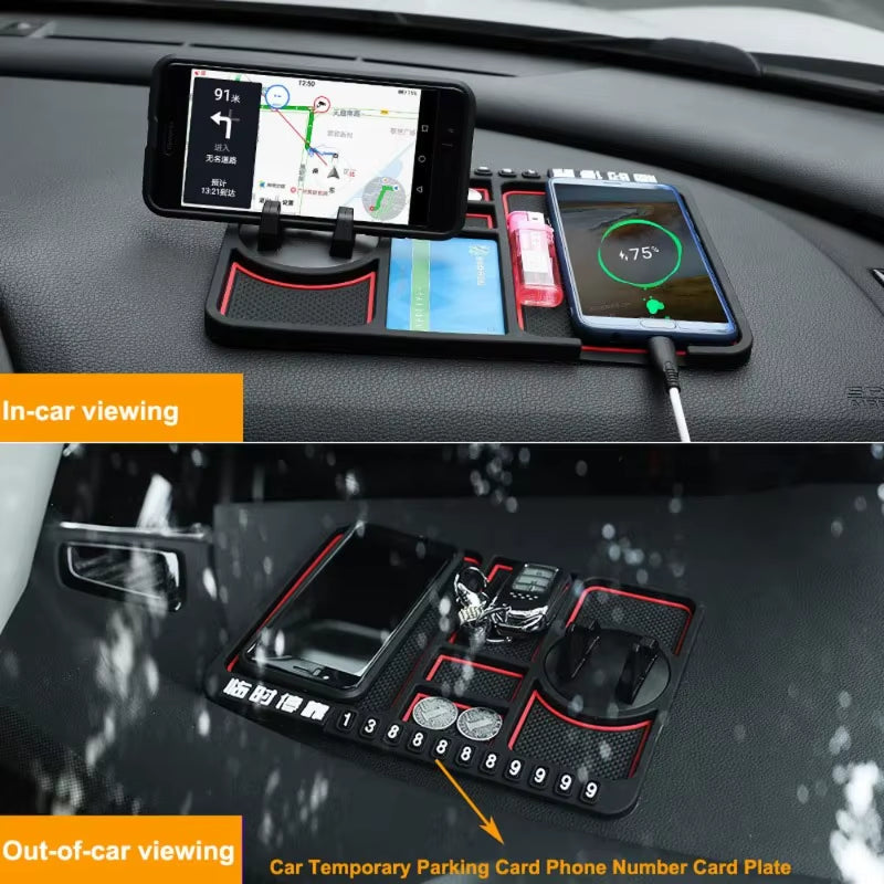 Silicone Car Anti-Slip Mat Auto Phone Holder Non Slip Sticky anti Slide Dash Phone Mount Parking Number Card Car Pad Mat Gadgets