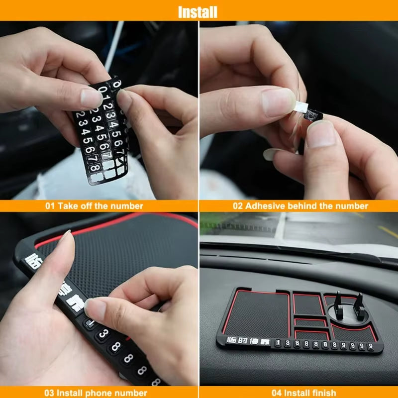 Silicone Car Anti-Slip Mat Auto Phone Holder Non Slip Sticky anti Slide Dash Phone Mount Parking Number Card Car Pad Mat Gadgets