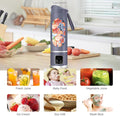 Portable Blender,Usb-C Rechargeable,Personal Compact Travel Juicer Cup 500ML for Shakes, Smoothies,Fresh Juice,Self-Cleaning,Leakproof Lid, Smart Time Display,12 Blades,With Strong Blending White