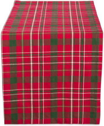 Holiday Dining Table Linen Collection Tartan Holly Plaid, Christmas Table Runner, 14X108, Red & Green