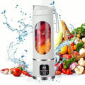 Portable Blender,Usb-C Rechargeable,Personal Compact Travel Juicer Cup 500ML for Shakes, Smoothies,Fresh Juice,Self-Cleaning,Leakproof Lid, Smart Time Display,12 Blades,With Strong Blending White
