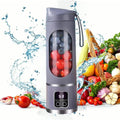 Portable Blender,Usb-C Rechargeable,Personal Compact Travel Juicer Cup 500ML for Shakes, Smoothies,Fresh Juice,Self-Cleaning,Leakproof Lid, Smart Time Display,12 Blades,With Strong Blending White
