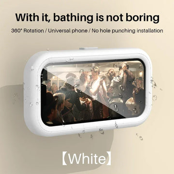 Cell Phone Holder Adjustable Sticky Wall Mount Waterproof Box Shower Bathroom Phone Stand TV Catch up Use All Smartphones