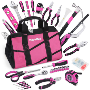 Valuemax Home Tool Set, 218-Piece Basic Household Repairing Tool Kit with 13-Inch Large Opening Tool Bag, Orange General Hand To