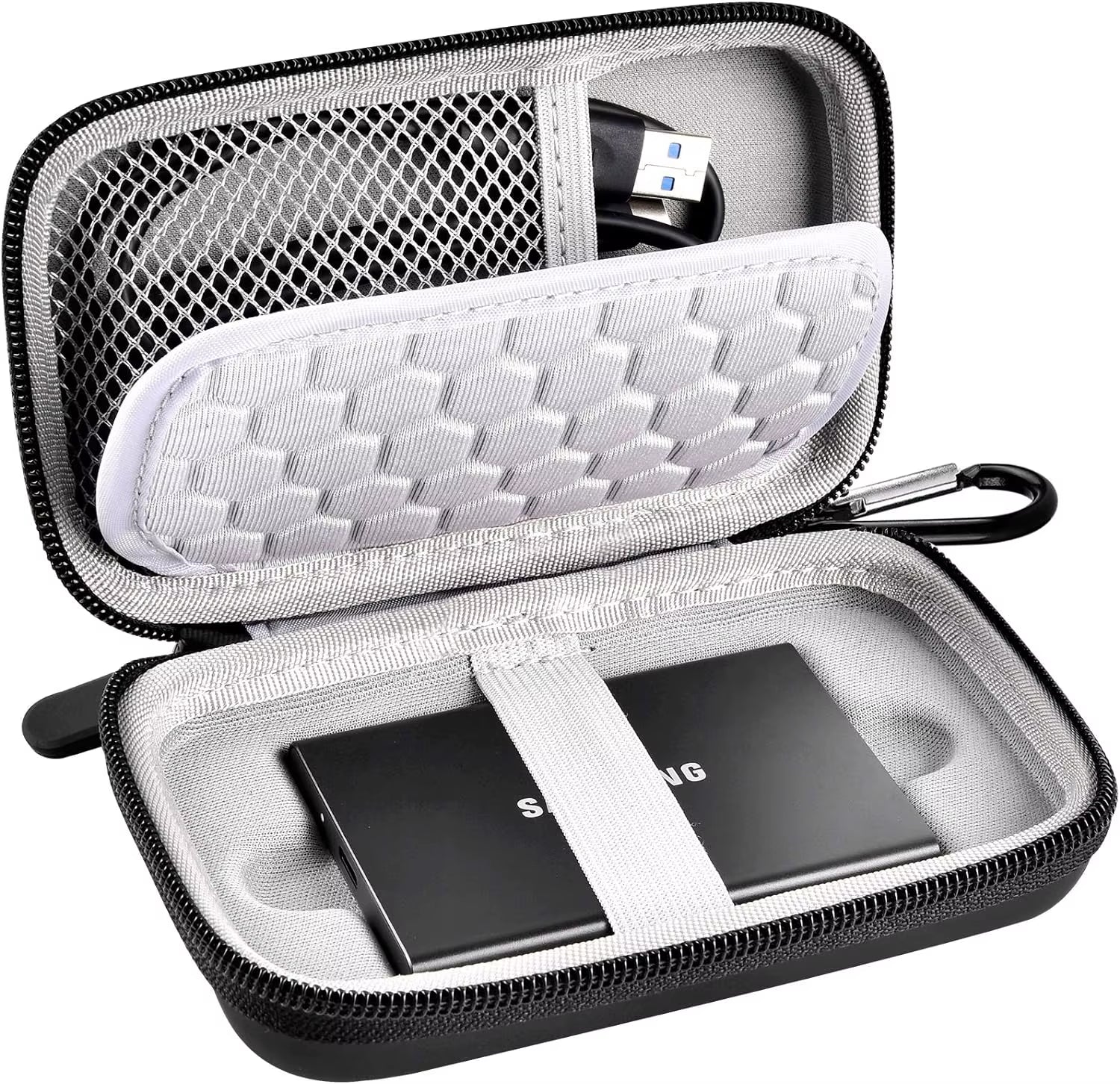 Case Compatible with Samsung T7/ T7 Touch Portable SSD 1TB 2TB 500GB USB 3.2 External Solid State Drive, Travel Carrying Case