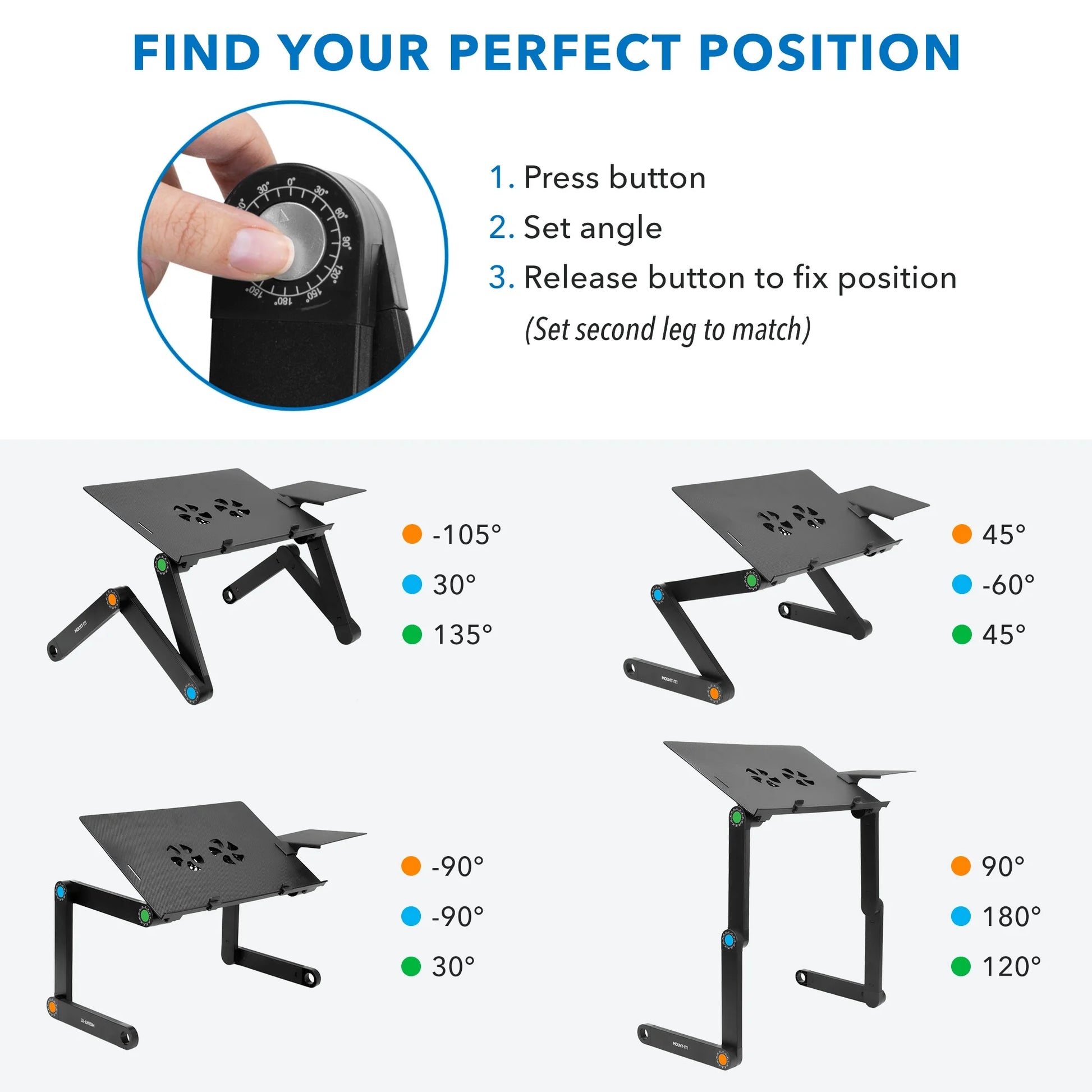 Adjustable Laptop Stand with Built-In Cooling Fans and Mouse Pad Tray | Portable and Lightweight