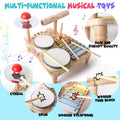 Wooden Xylophone Drum Set for Toddlers,Montessori Baby Musical Instruments Toys, Drum Set Percussion Instruments Musical Toys