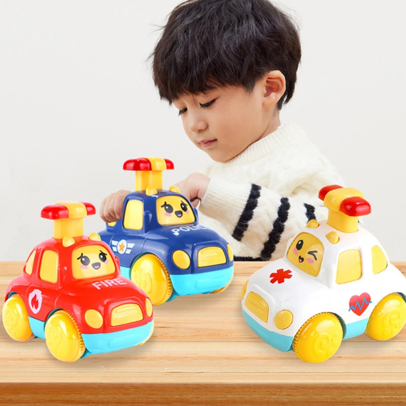 Kids Toys Cars Cartoon Press Inertia Car Toy Fire Engine Ambulance Cars Models Montessori Baby Toys for Boys Girls 1 to 3 Years