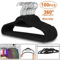 Velvet Flocked Hangers 100 Pack Non Slip Black Clothes Suit Hangers Hook Swivel 360 Ultra Thin(100Pcs, Black, Velvet)