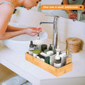 Bathroom Vanity Tray Organizer Bamboo, Small Wood Tray for Counter Kicthen Drawer, Rectangular Toilet Paper Storage Basket Box, Guest Sink Tray Decor, Bathroom Accessories 15