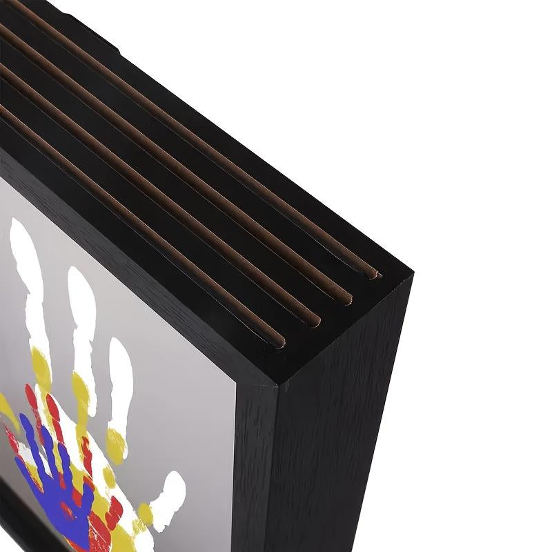 [Wooden Handprint Frame] 1 Wooden Family Handprint Photo Frame | Includes Colored Paint, Transparent Handprint Frame, Can Print 4 Handprints, Commemorative Ornaments