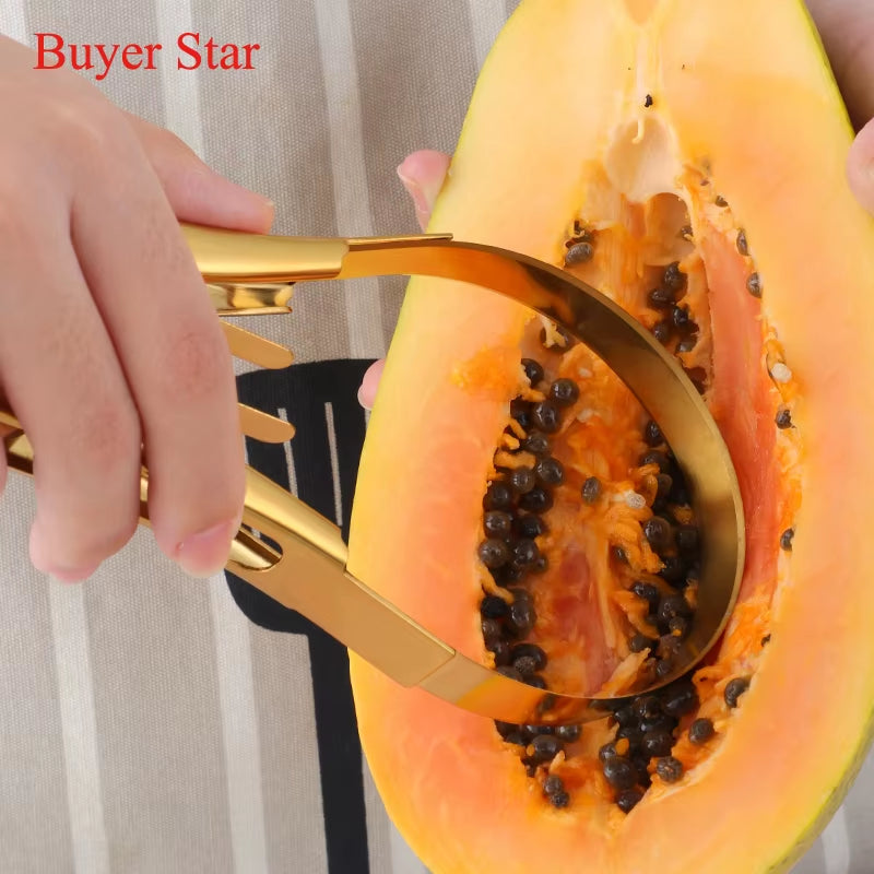 New Stylish Stainless Steel Mango Splitter Cutter Fruit Seed Remover Gadget Peach Slicer Kitchen Gadget Metal Food Serving Tools