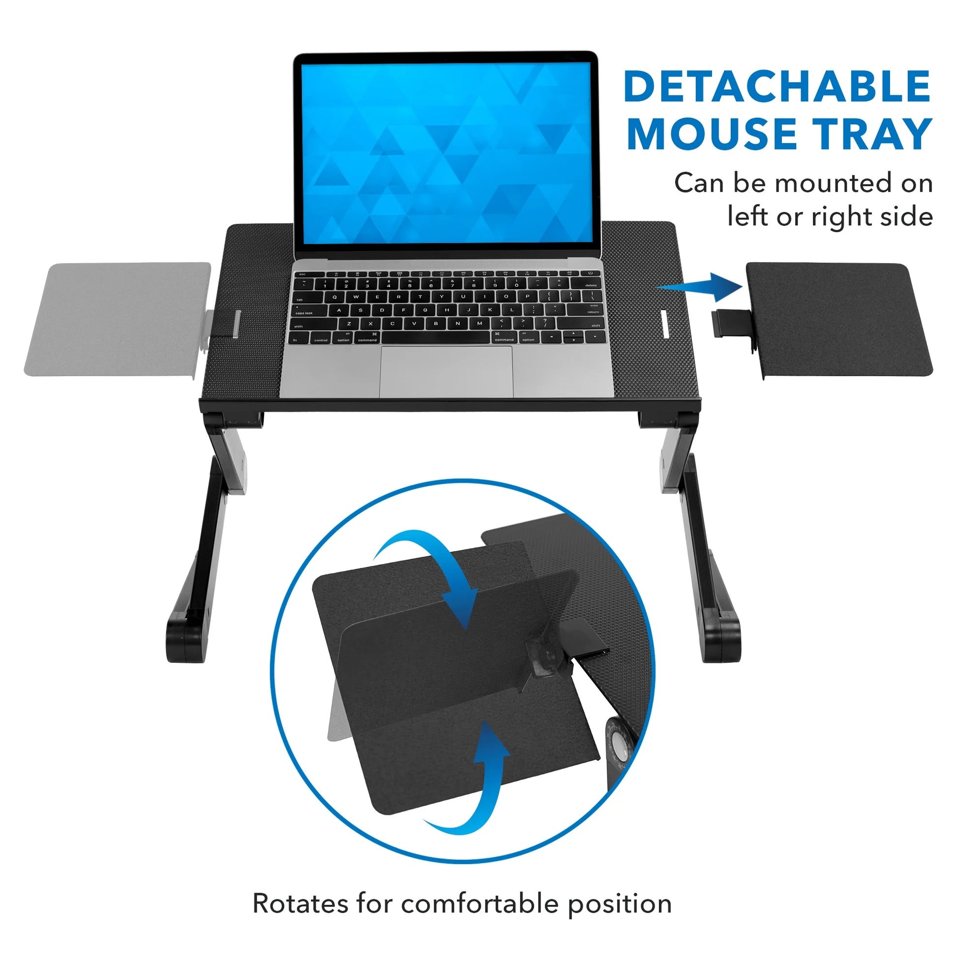 Adjustable Laptop Stand with Built-In Cooling Fans and Mouse Pad Tray | Portable and Lightweight