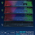 Wireless Keyboard and Mouse Combo RGB Backlit, Rechargeable Light up Letters, Full-Size, Ergonomic, Sleep Mode, 2.4Ghz
