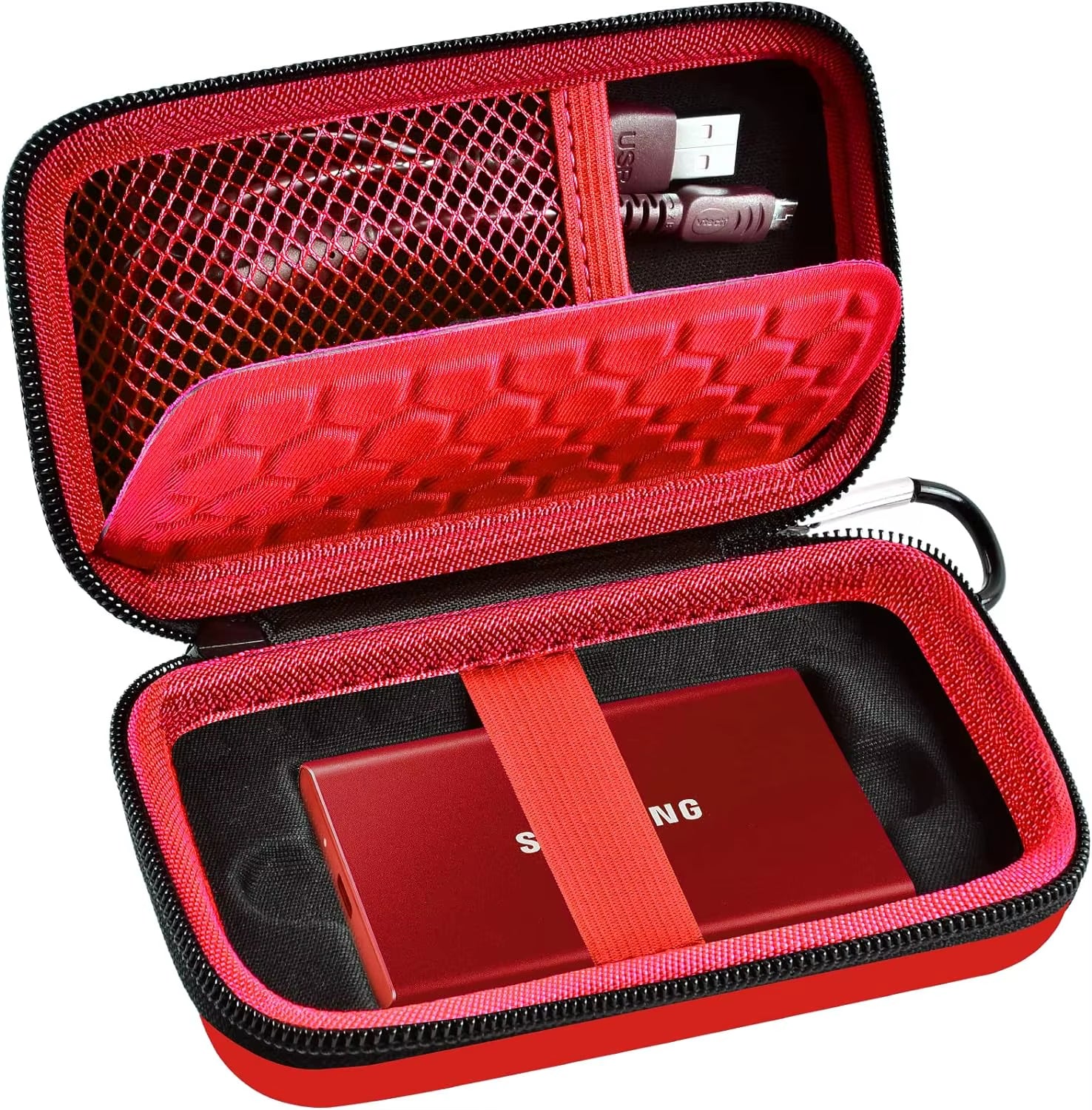 Case Compatible with Samsung T7/ T7 Touch Portable SSD 1TB 2TB 500GB USB 3.2 External Solid State Drive, Travel Carrying Case
