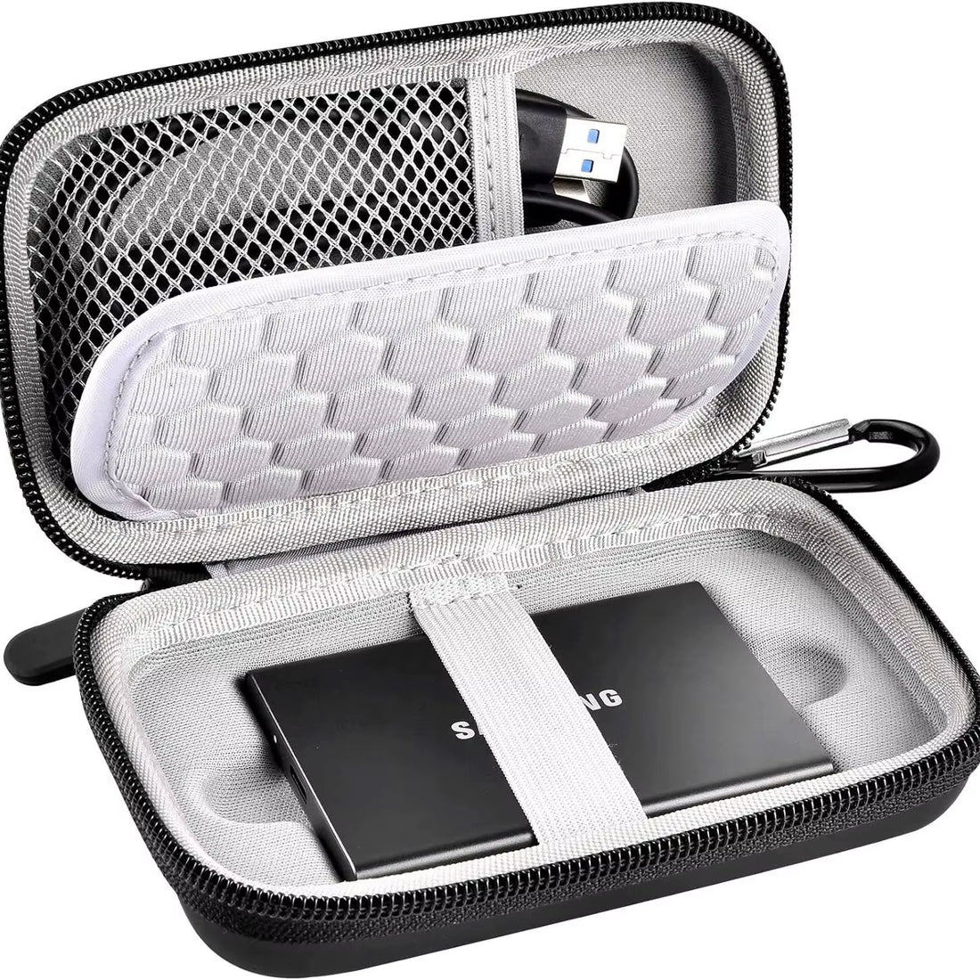 Case Compatible with Samsung T7/ T7 Touch Portable SSD 1TB 2TB 500GB USB 3.2 External Solid State Drive, Travel Carrying Case