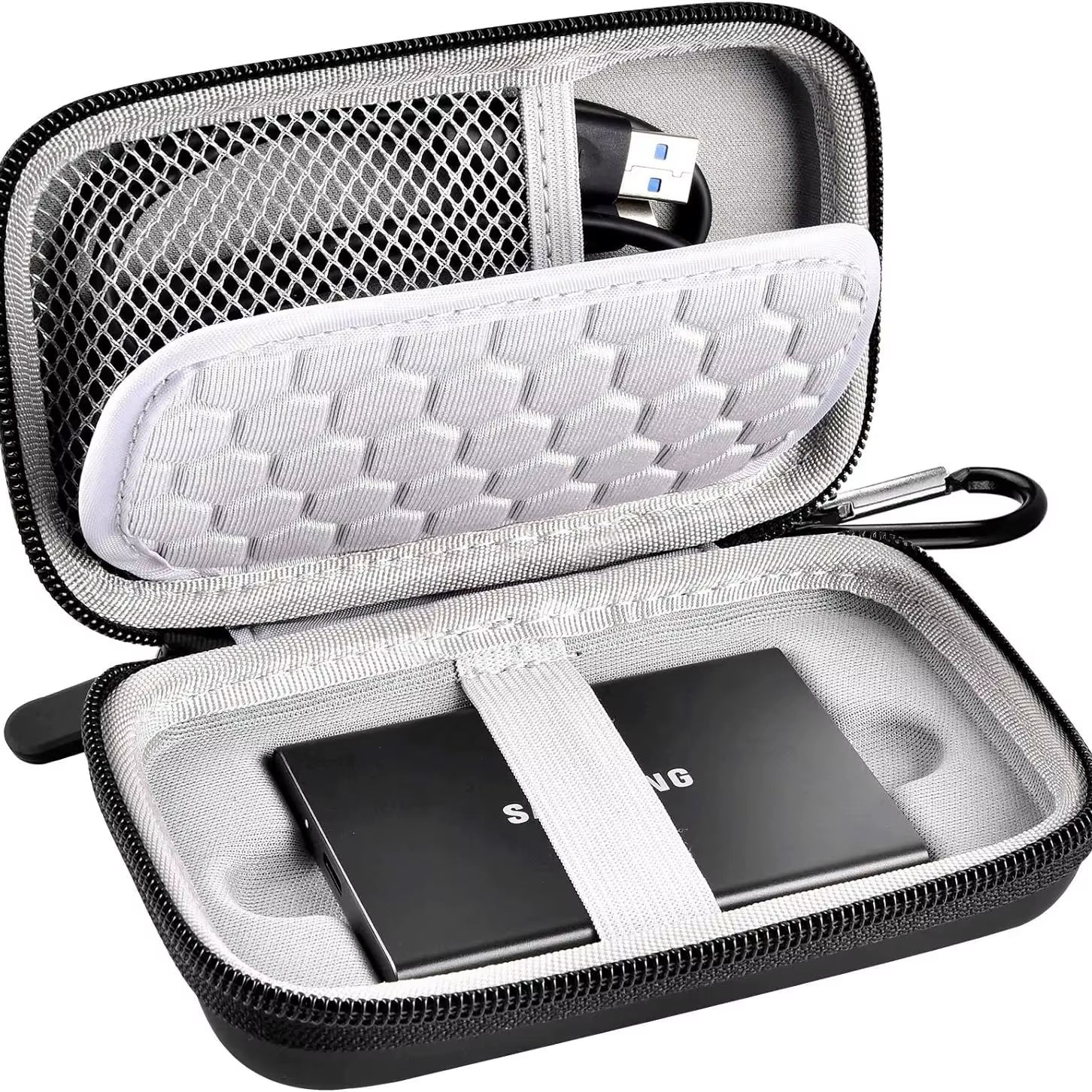 Case Compatible with Samsung T7/ T7 Touch Portable SSD 1TB 2TB 500GB USB 3.2 External Solid State Drive, Travel Carrying Case