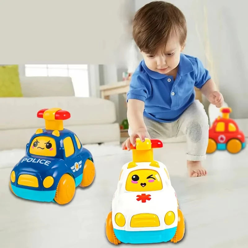 Kids Toys Cars Cartoon Press Inertia Car Toy Fire Engine Ambulance Cars Models Montessori Baby Toys for Boys Girls 1 to 3 Years