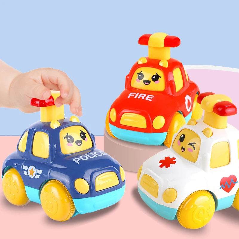 Kids Toys Cars Cartoon Press Inertia Car Toy Fire Engine Ambulance Cars Models Montessori Baby Toys for Boys Girls 1 to 3 Years
