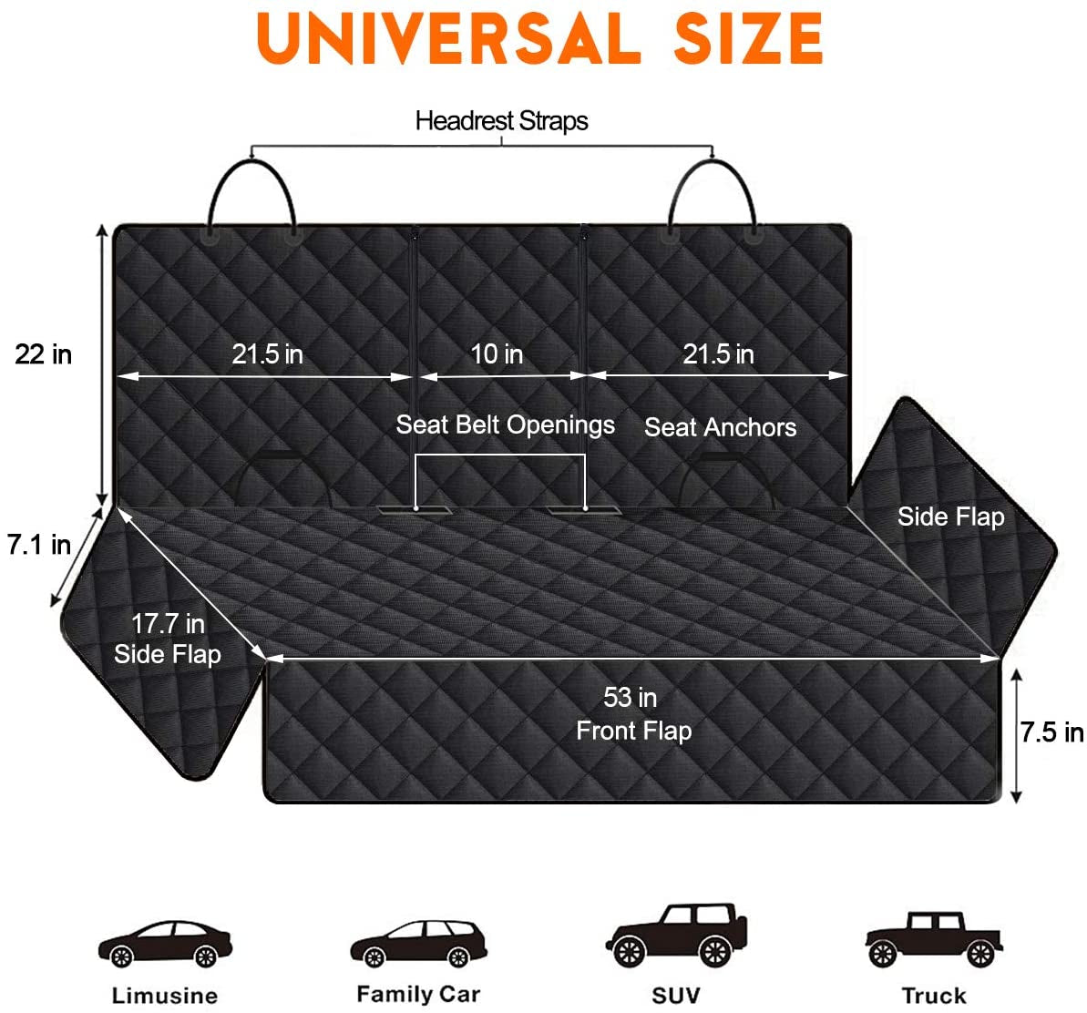 Ultimate Dog Car Seat Cover - Waterproof, Non-Slip Protector for Back Seat - Fits Most Cars, Trucks, and SUVs - Black