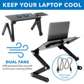 Adjustable Laptop Stand with Built-In Cooling Fans and Mouse Pad Tray | Portable and Lightweight