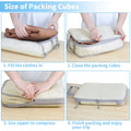 6 Set Compression Packing Cubes for Suitcase Expandable Pack Cube for Luggage Organizers with Laundry Bag and Shoe Bags Beige