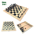 3 in 1 Chess Backgammon Checkers Set Wooden Portable Chess Board Entertainment Puzzle Game Toys for Children Adult Beginner