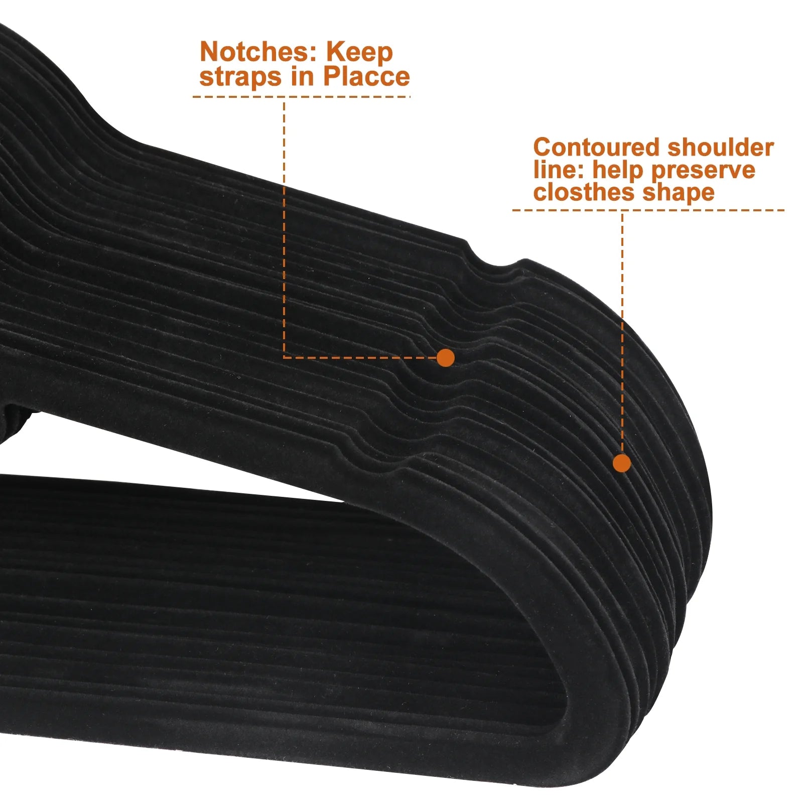 Velvet Flocked Hangers 100 Pack Non Slip Black Clothes Suit Hangers Hook Swivel 360 Ultra Thin(100Pcs, Black, Velvet)