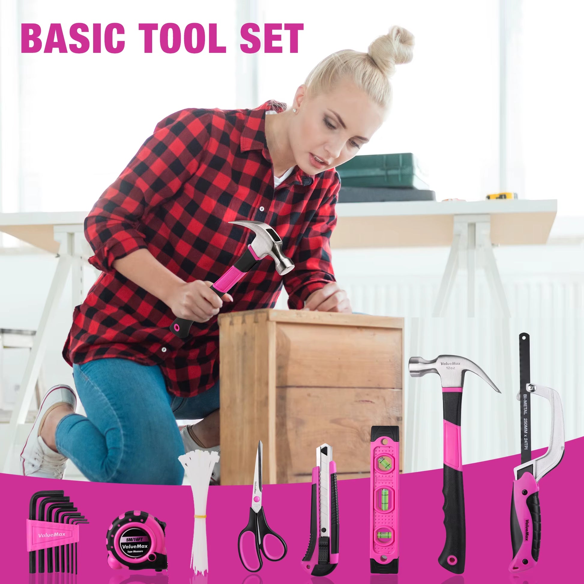 Valuemax Home Tool Set, 218-Piece Basic Household Repairing Tool Kit with 13-Inch Large Opening Tool Bag, Orange General Hand To