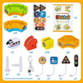 Electric Train Set Flexible Race Track Toys, Building Toy Train Track Gravity-Defying 3D Embedded Layouts & Motorized Car, STEM Learning Gift