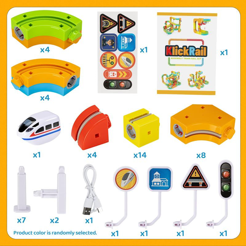 Electric Train Set Flexible Race Track Toys, Building Toy Train Track Gravity-Defying 3D Embedded Layouts & Motorized Car, STEM Learning Gift