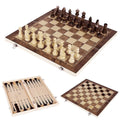 3 in 1 Chess Backgammon Checkers Set Wooden Portable Chess Board Entertainment Puzzle Game Toys for Children Adult Beginner