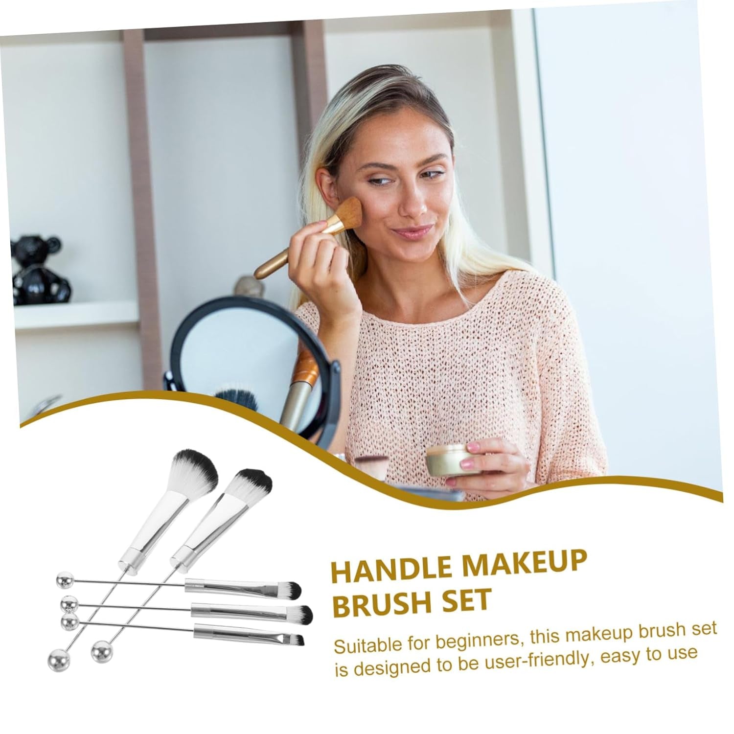 Makeup Brush Set Set Eyeshadow Blush Brush Travel for Women Daily Makeup Routine Comfortable Grip Metal Handle