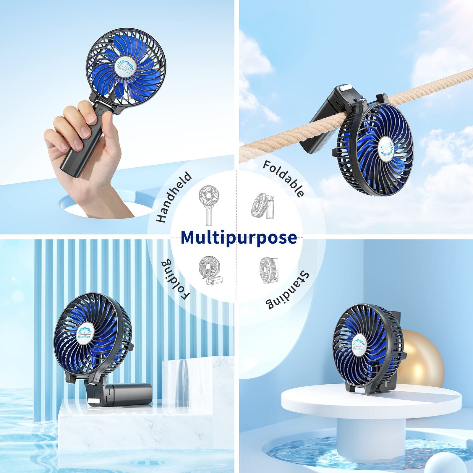 Handfan Portable Handheld Fan, Mini Personal Fan, Battery Operated Cooling