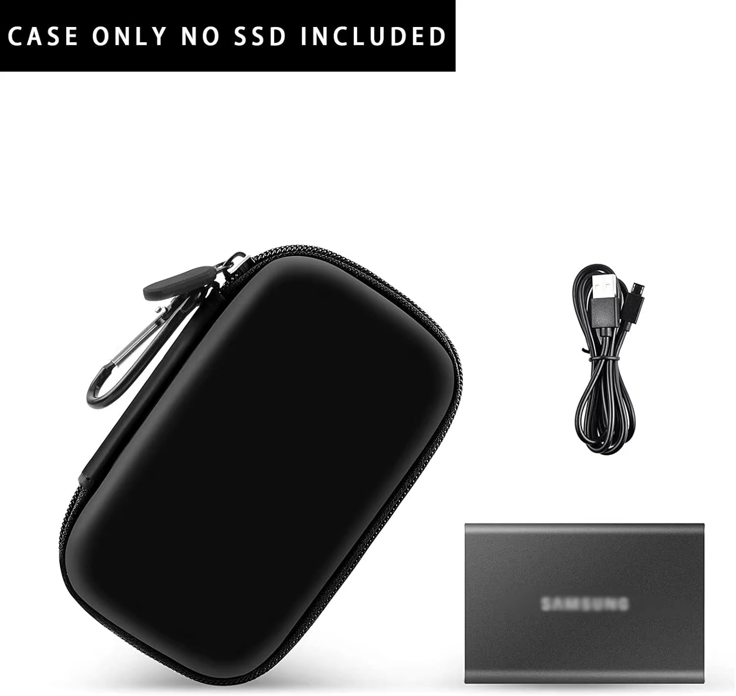 Case Compatible with Samsung T7/ T7 Touch Portable SSD 1TB 2TB 500GB USB 3.2 External Solid State Drive, Travel Carrying Case