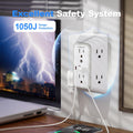 Wall Charger, Surge Protector, 6 Outlet Extender with 4 USB Charging Ports 3-Sided 1050J Power Strip Multi Plug Adapter Spaced for Home Travel Office