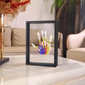 [Wooden Handprint Frame] 1 Wooden Family Handprint Photo Frame | Includes Colored Paint, Transparent Handprint Frame, Can Print 4 Handprints, Commemorative Ornaments
