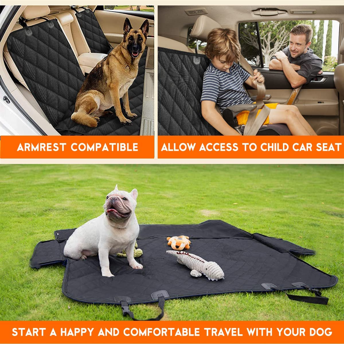 Ultimate Dog Car Seat Cover - Waterproof, Non-Slip Protector for Back Seat - Fits Most Cars, Trucks, and SUVs - Black