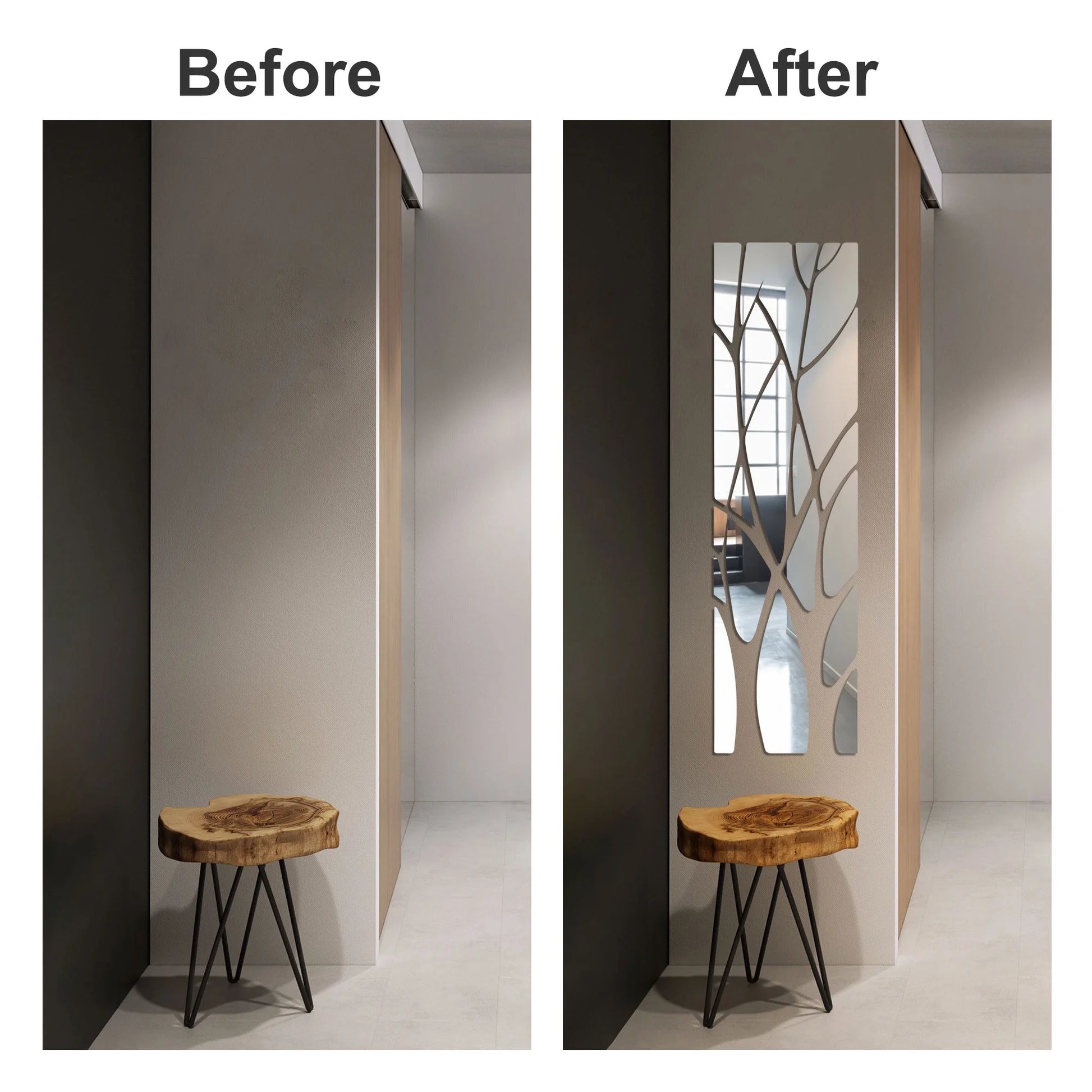 Tree Branches 3D Mirror Wall Sticker, Self Adhesive Acrylic Mirror Art Mural Decals