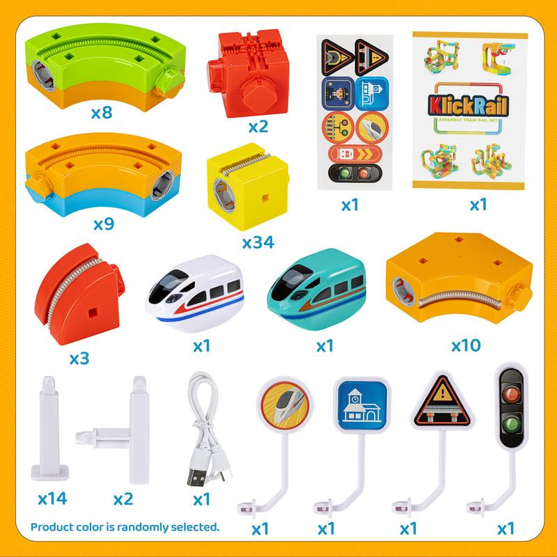 Electric Train Set Flexible Race Track Toys, Building Toy Train Track Gravity-Defying 3D Embedded Layouts & Motorized Car, STEM Learning Gift
