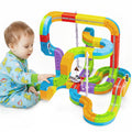 Electric Train Set Flexible Race Track Toys, Building Toy Train Track Gravity-Defying 3D Embedded Layouts & Motorized Car, STEM Learning Gift
