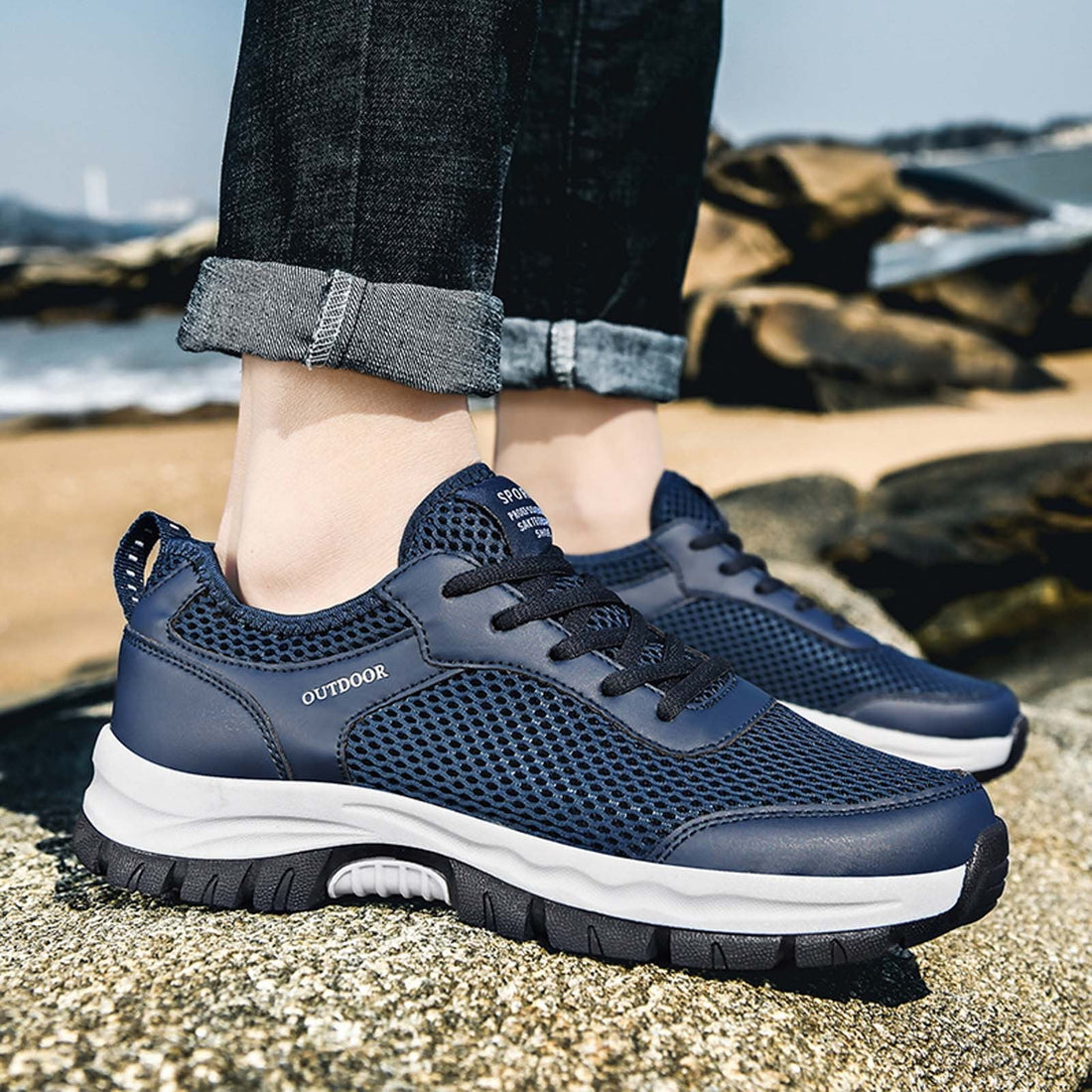 Cushion Casual Mens Shoes Blue 45