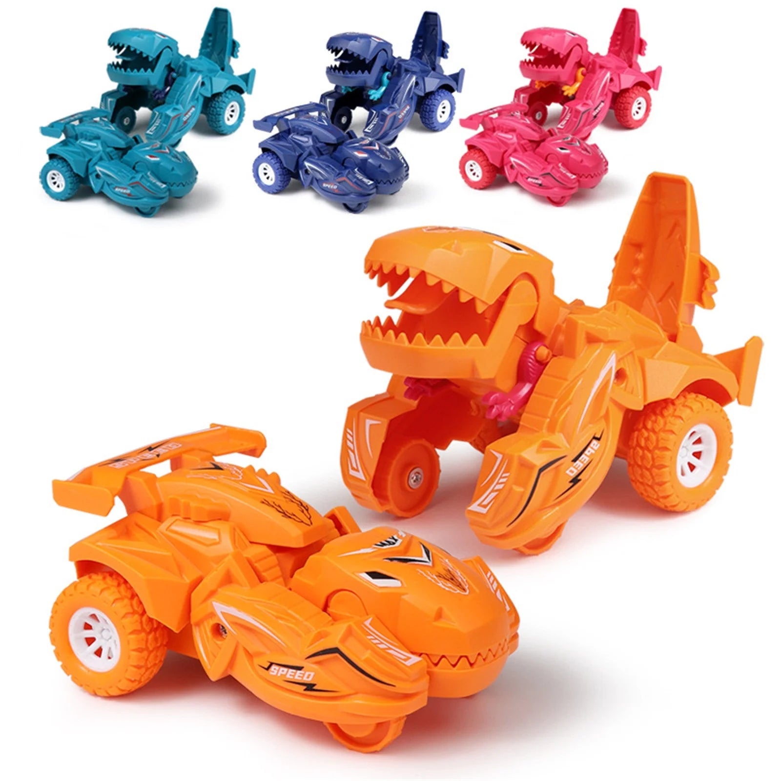 Taotanxi Transforming Dinosaur LED Car Dinosaur Toys for Kids 3-5-7 Pull Back Dino Race Car Toy Cars Christmas Birthday Gifts for Toddlers Boys Girls