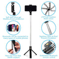 3 in 1 Extendable Selfie Stick Tripod with Detachable Bluetooth Wireless Remote Phone Holder Compatible with Iphone and Android Smartphone