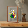 [Wooden Handprint Frame] 1 Wooden Family Handprint Photo Frame | Includes Colored Paint, Transparent Handprint Frame, Can Print 4 Handprints, Commemorative Ornaments