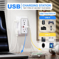 Wall Charger, Surge Protector, 6 Outlet Extender with 4 USB Charging Ports 3-Sided 1050J Power Strip Multi Plug Adapter Spaced for Home Travel Office